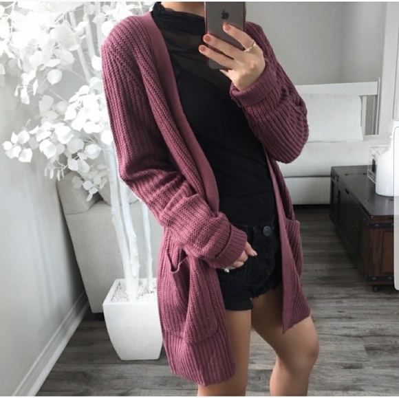 Mauveberry Pocket Cardigan - Picture 2 of 6